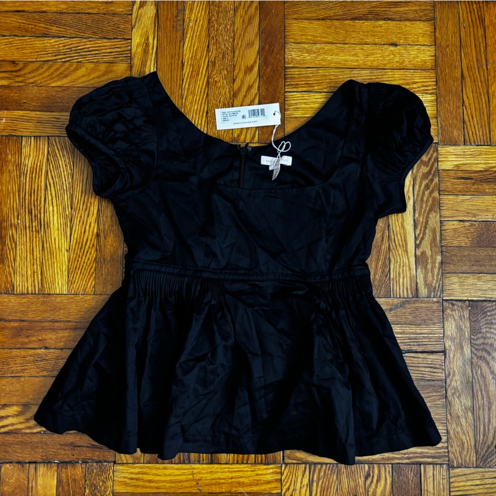Rebecca Taylor black puff sleeve blouse puffy NWT size small